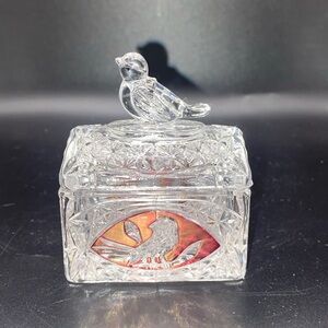Vintage German Hofbauer Byrdes Lead Crystal Trinket Treasure Box Red Cranberry